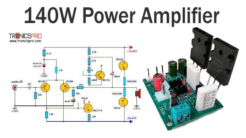 tip41 tip42 amplifier circuit diagram