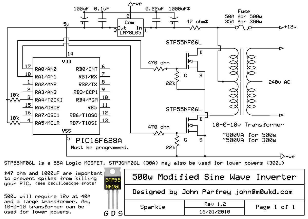 full sine wave inverter circuit diagram