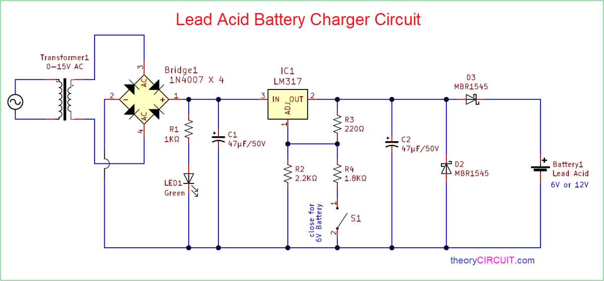 automatic 12v lead acid battery charger circuit diagram