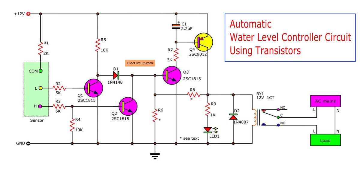 automatic water level controller circuit diagram for submersible pump