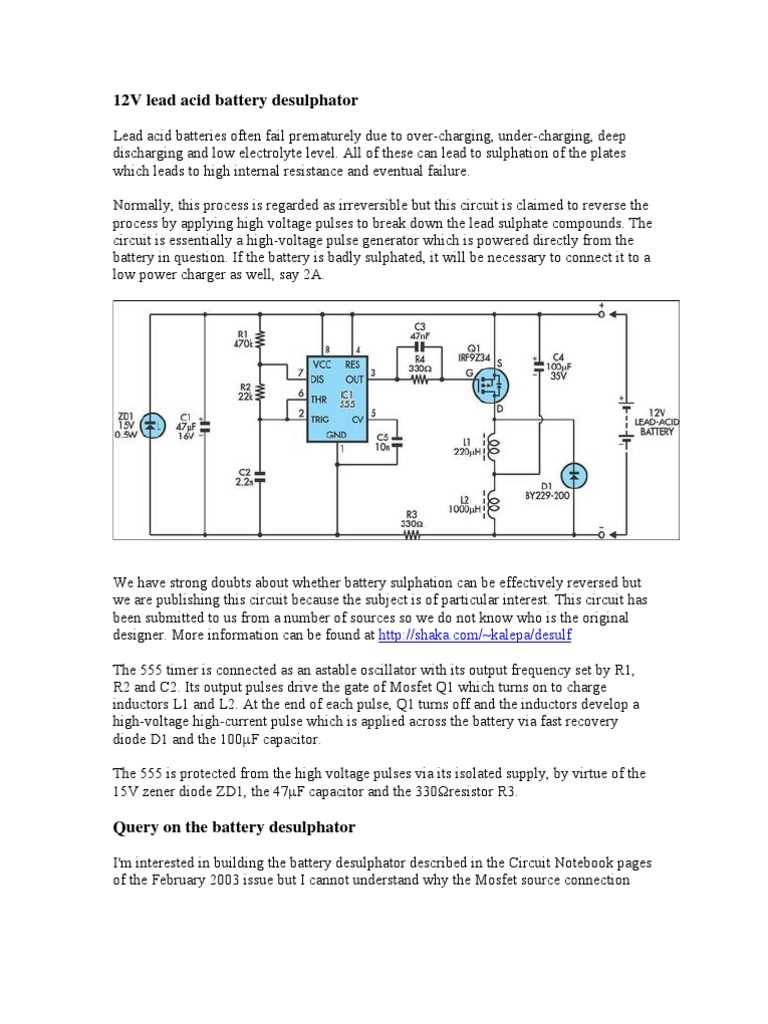 battery desulfator schematic diagram