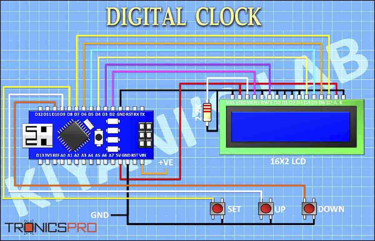 12 hour digital clock circuit diagram