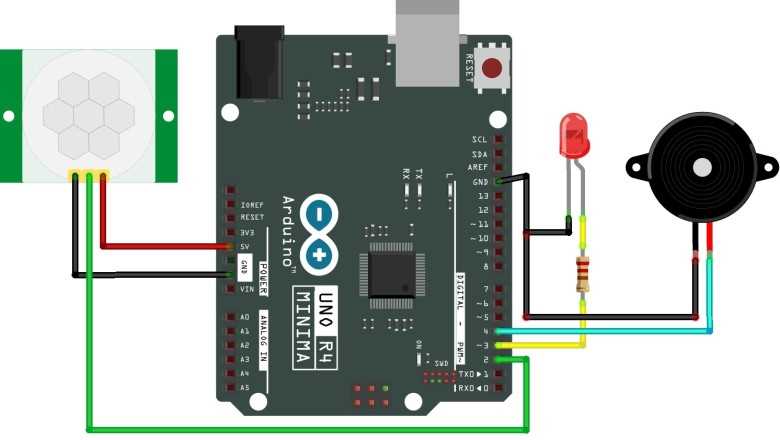 circuit diagram of pir sensor with arduino