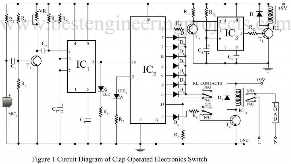 clap switch circuit diagram clap switch circuit diagram