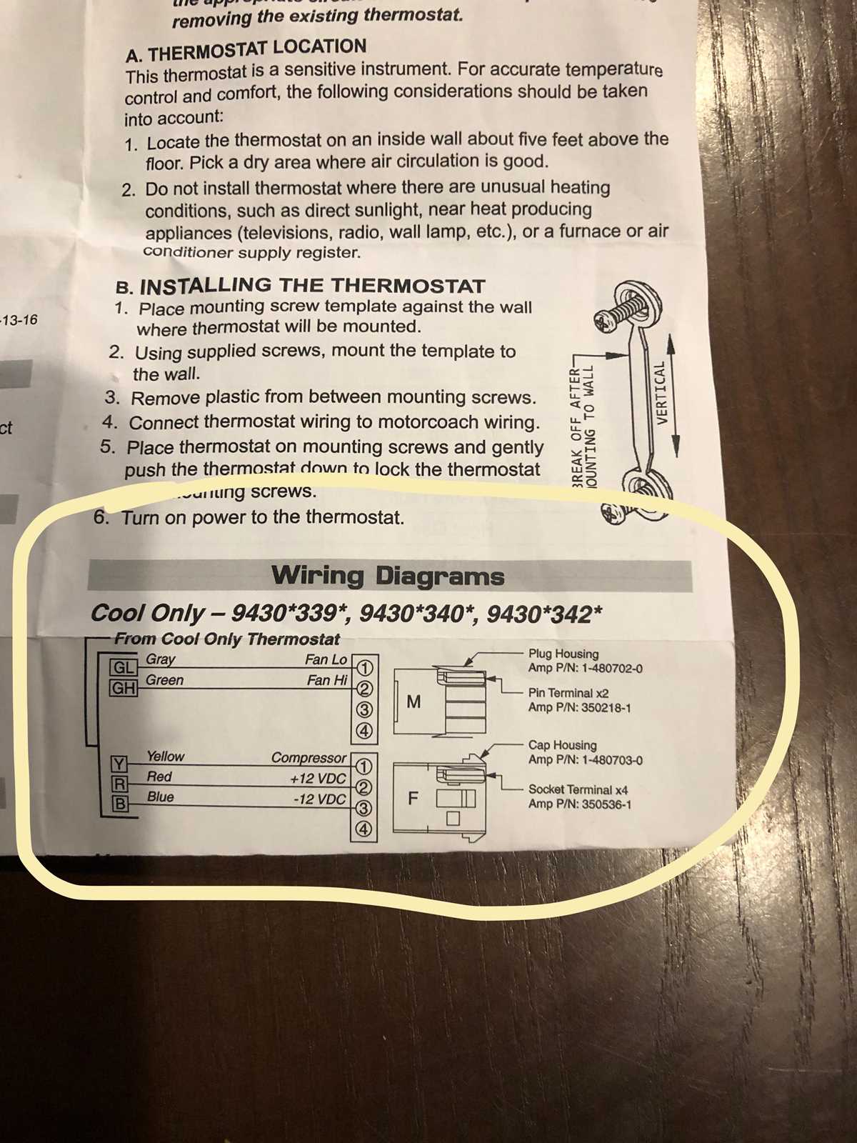 coleman rv thermostat wiring diagram