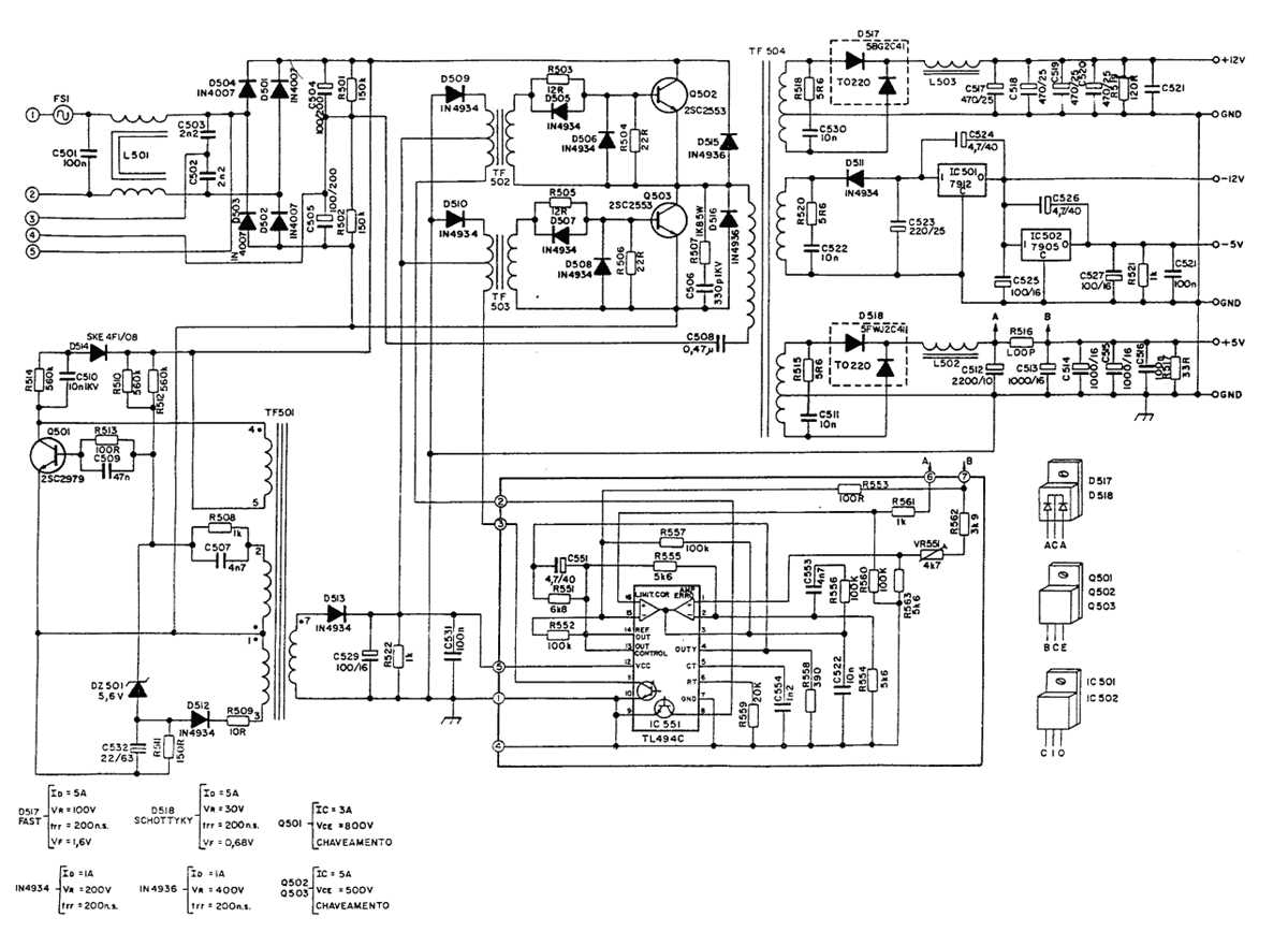 computer smps power supply circuit diagram