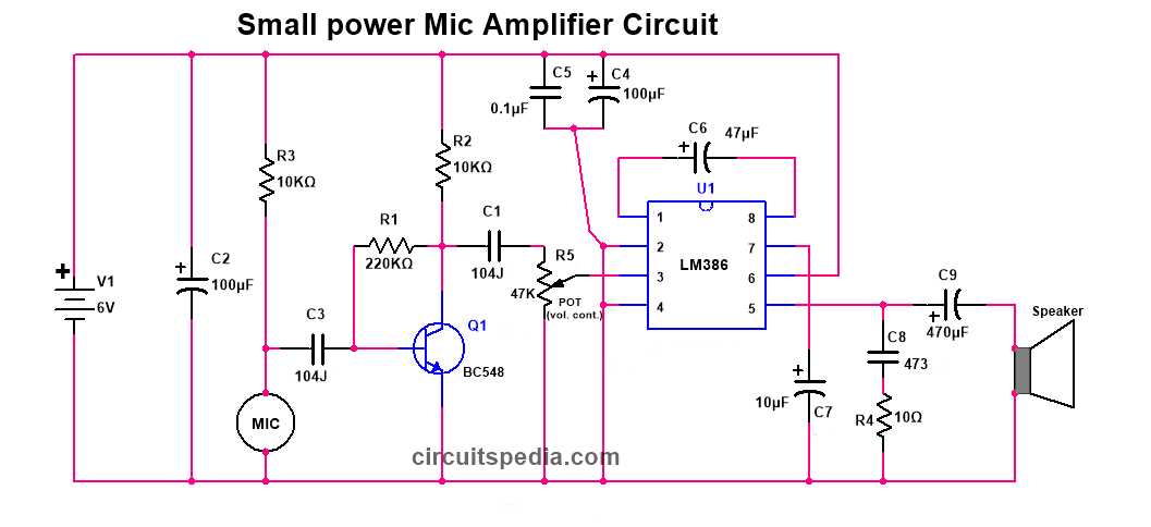 audio amplifier circuit diagram using lm386