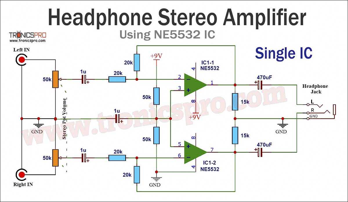stereo audio amplifier circuit diagram