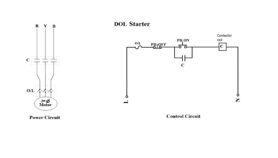 dol starter power circuit diagram dol starter power circuit diagram