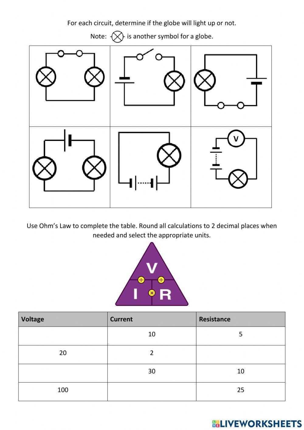 drawing circuit diagrams worksheet answers