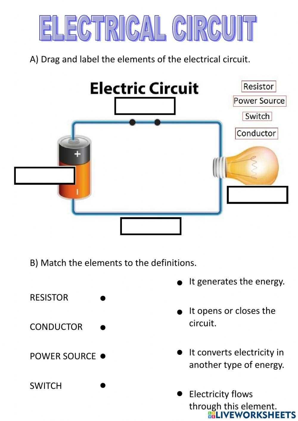 electric circuits worksheets diagrams