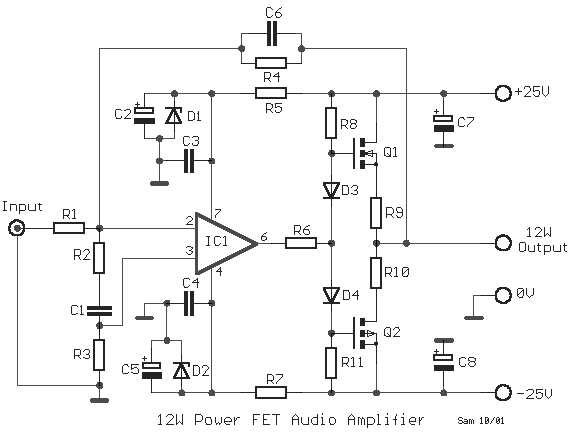 fet power amplifier circuit diagram