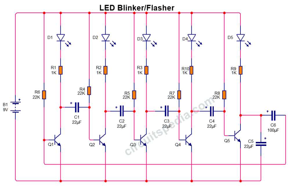 flashing led schematic diagram