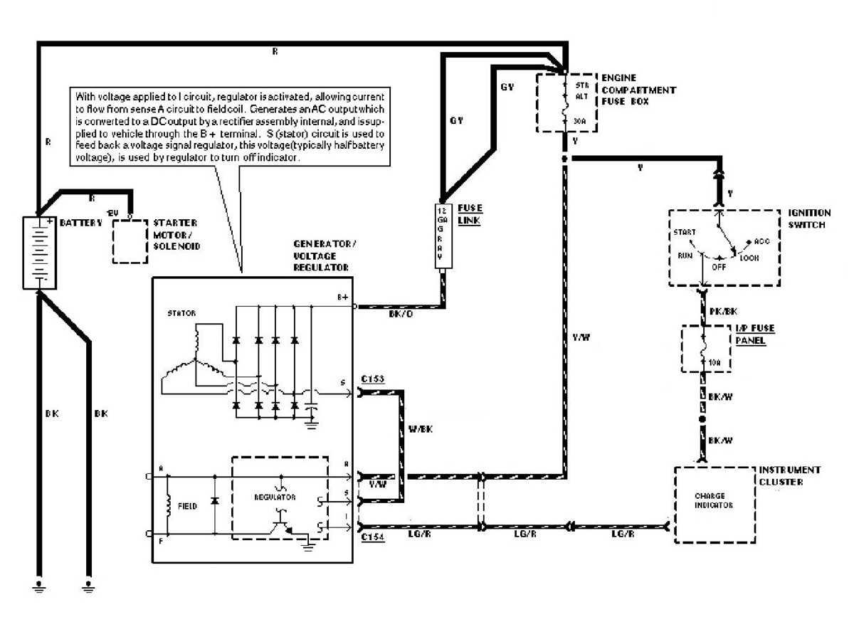 ford internal regulator 3 wire alternator wiring diagram