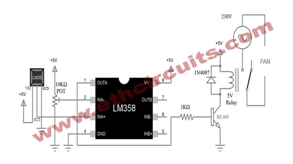 temperature controlled fan circuit diagram