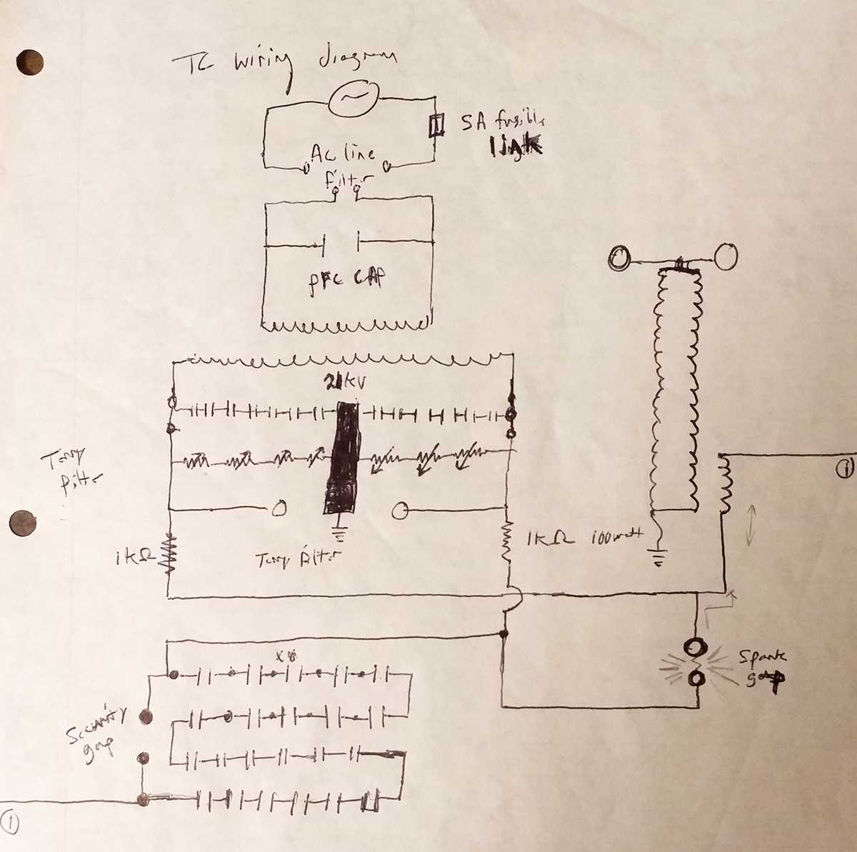 simple tesla coil circuit diagram