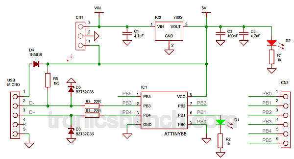 attiny85 circuit diagram