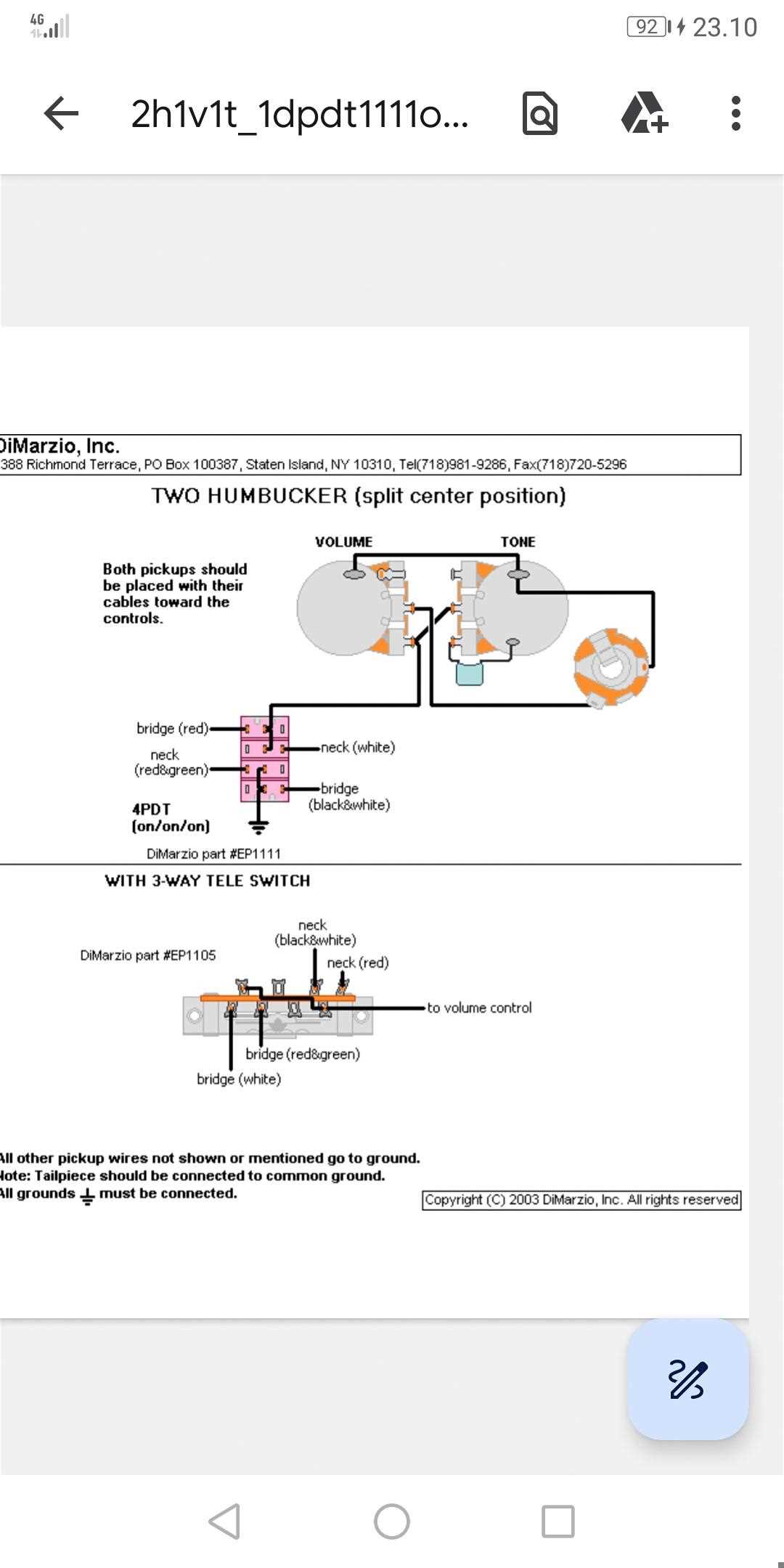 guitar pickup circuit diagram