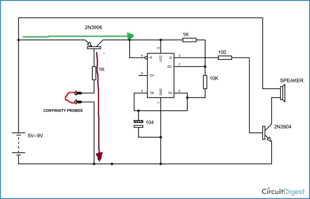 continuity tester circuit schematic diagram