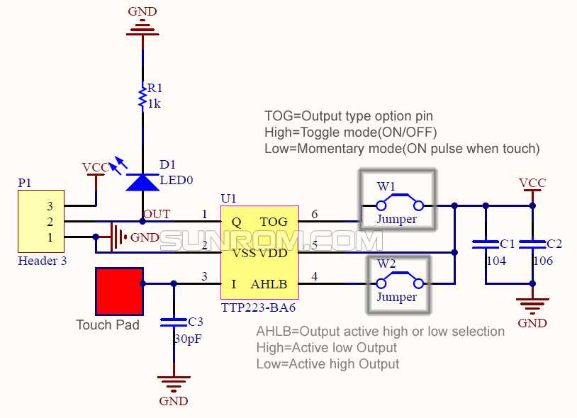 ttp223 touch sensor circuit diagram