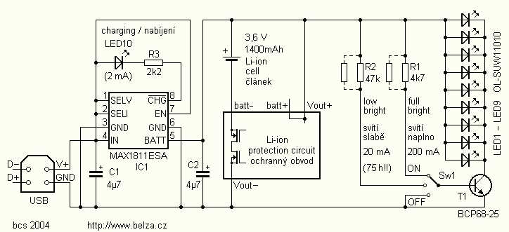 rechargeable led flashlight circuit diagram