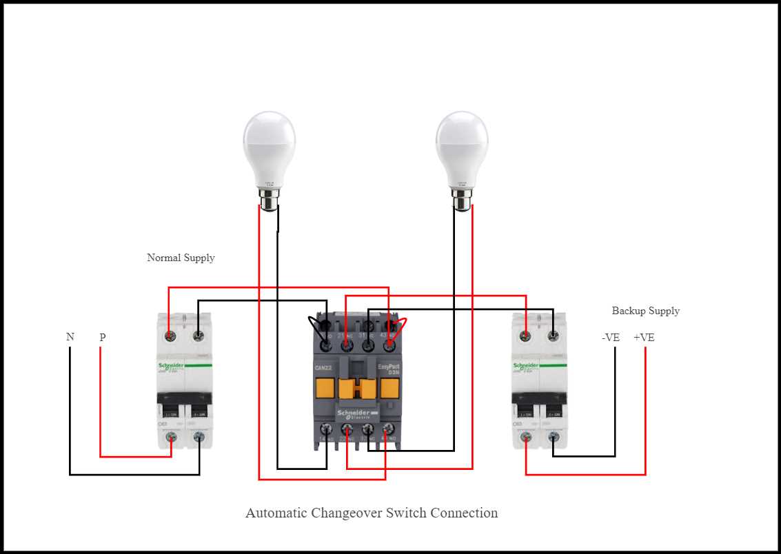 single phase automatic changeover switch circuit diagram