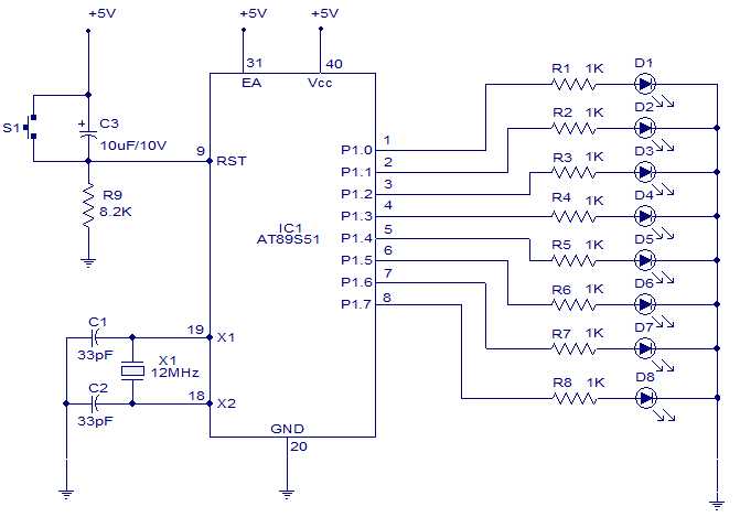 led light chaser circuit diagram