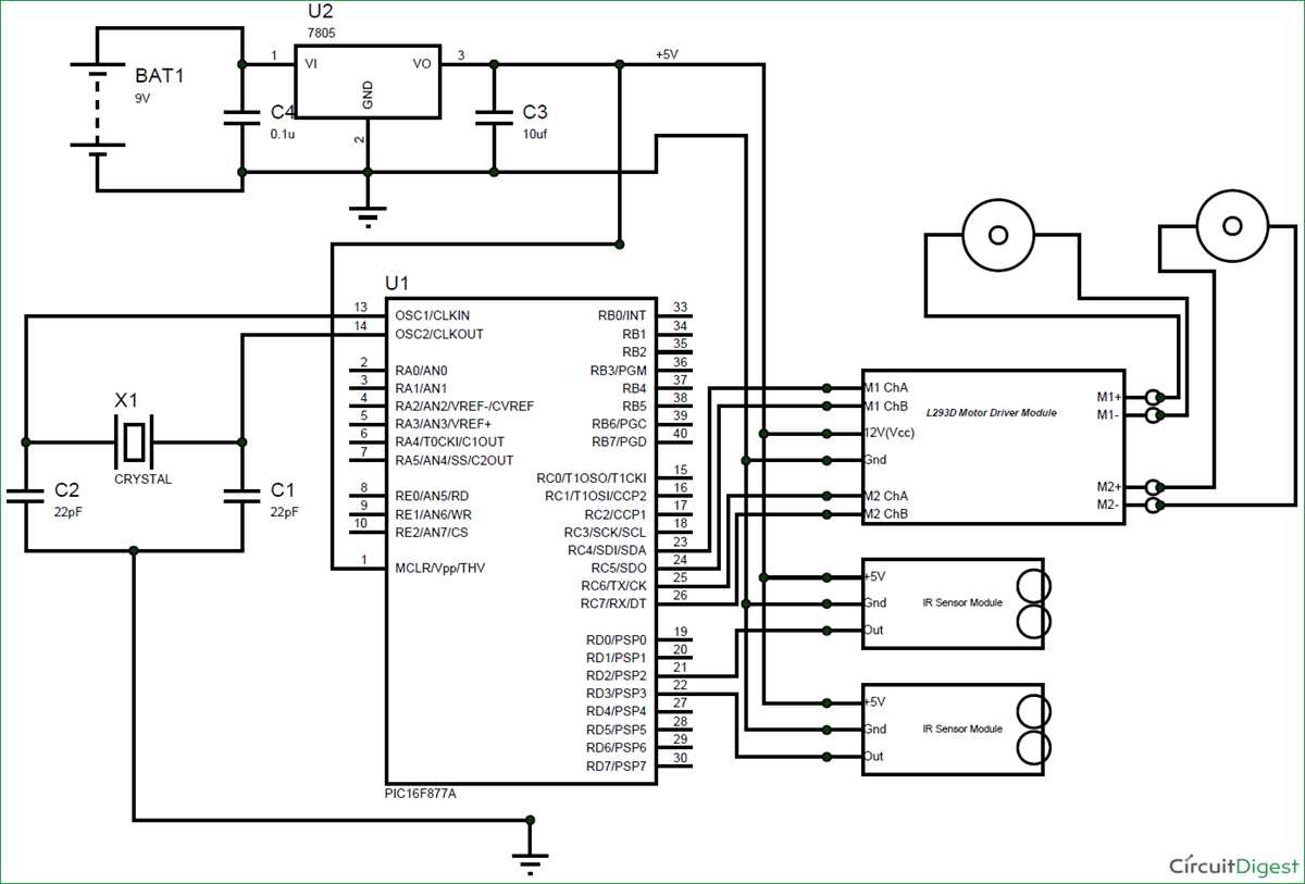 line follower robot circuit diagram without microcontroller