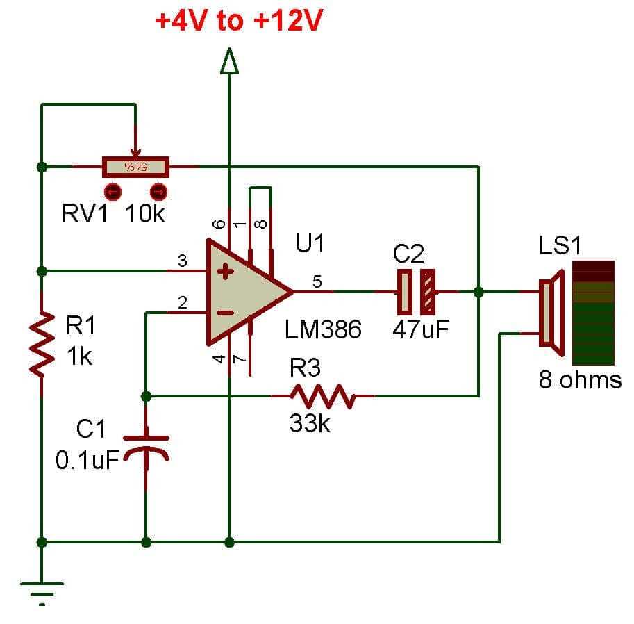 lm386 audio amplifier circuit diagram lm386 audio amplifier circuit diagram