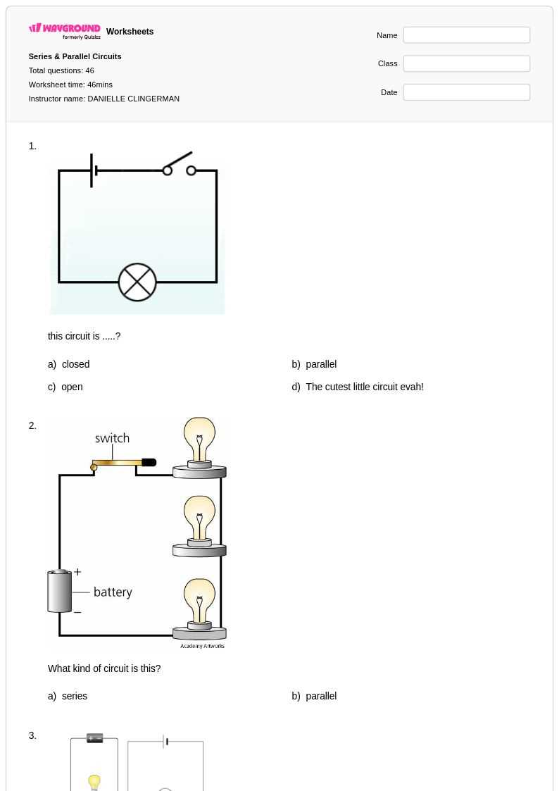 series and parallel circuit diagram worksheet