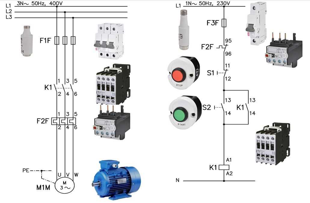 schematic contactor wiring diagram single phase