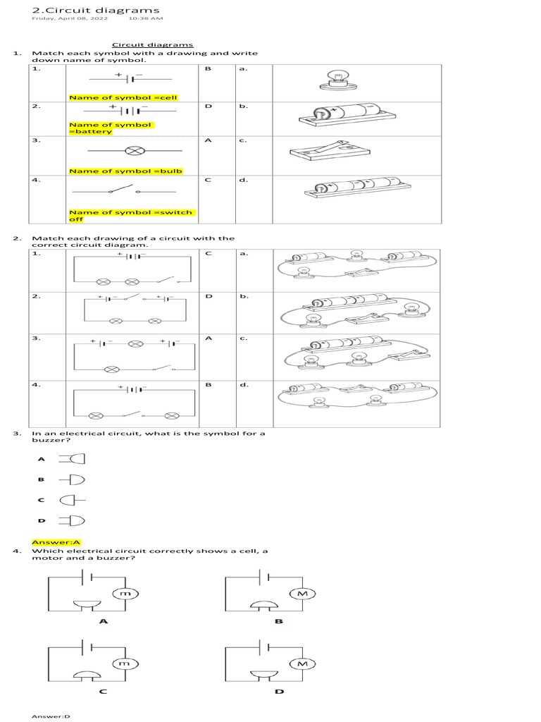 drawing circuit diagrams worksheet answers