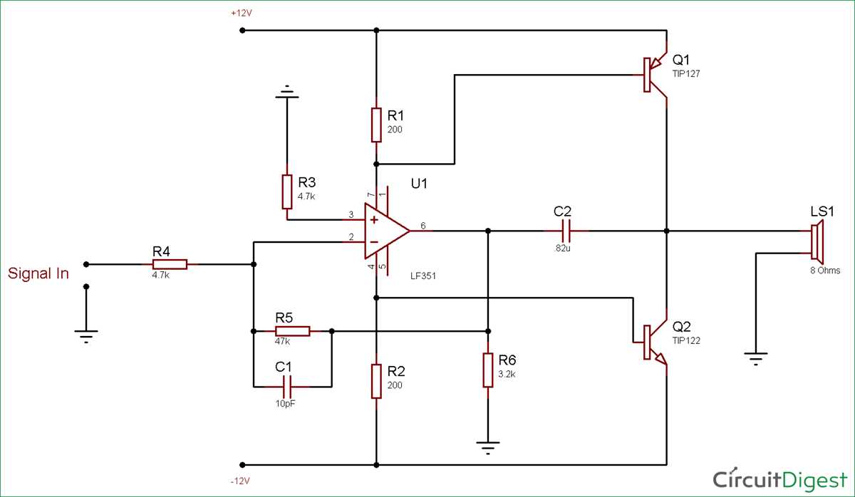 schematic diagram for audio amplifier
