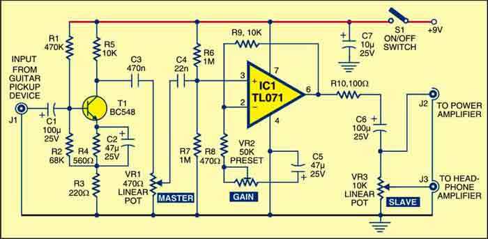 acoustic guitar preamp schematic diagram