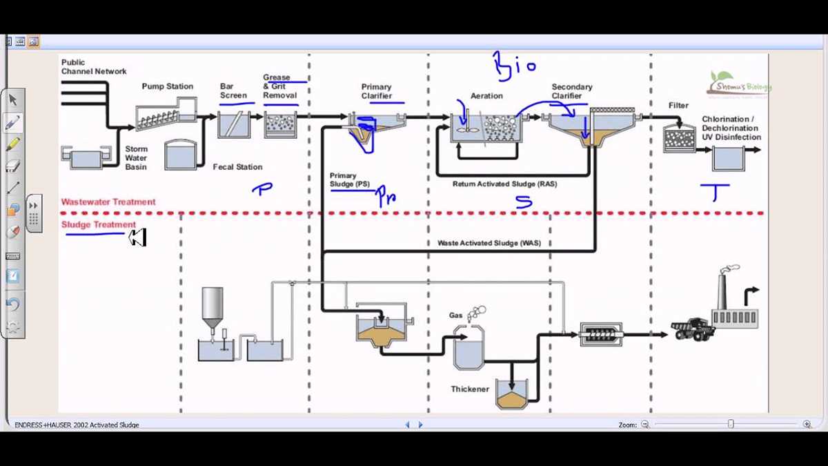 model schematic diagram for wastewater treatment plant