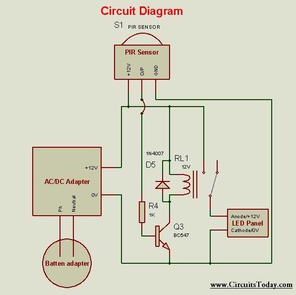 motion sensor light circuit diagram
