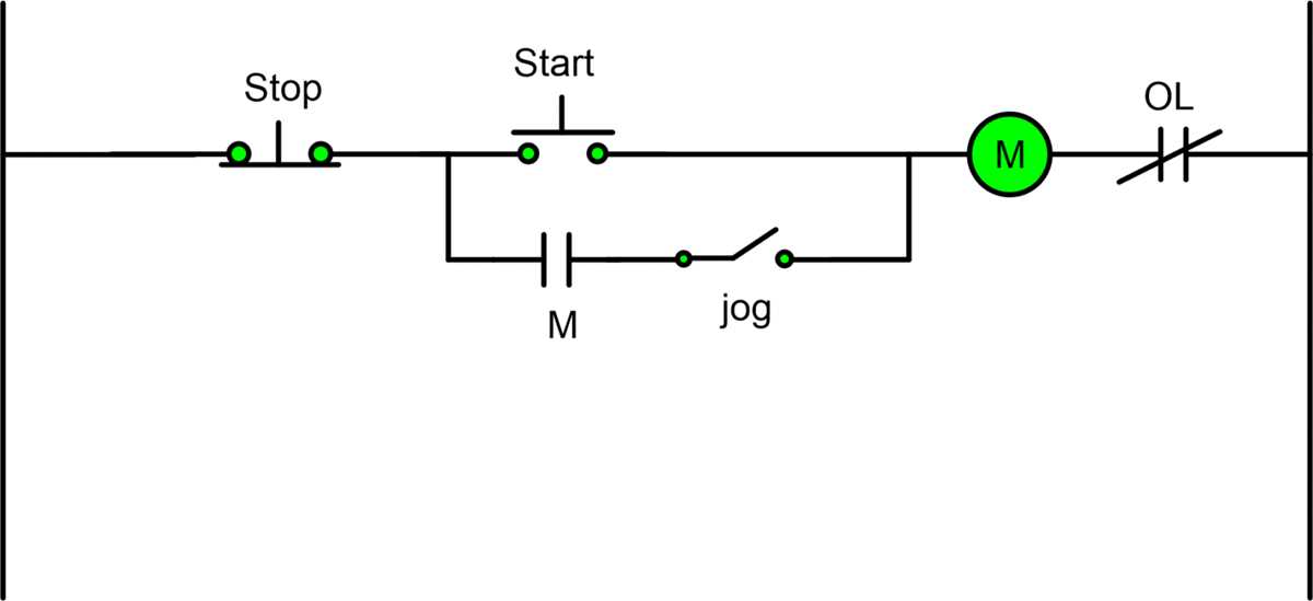 motor control stop start schematic diagram