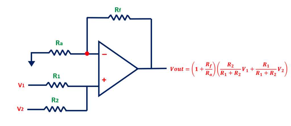 non inverting adder circuit diagram