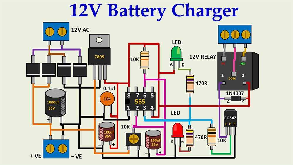 auto cut off 12v battery charger circuit diagram