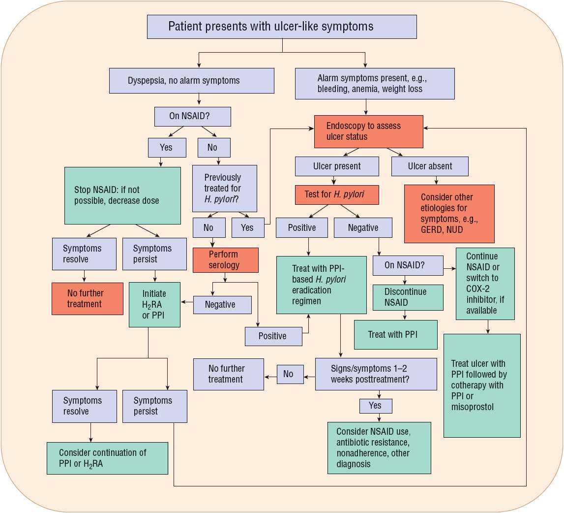 pathophysiology of peptic ulcer disease schematic diagram