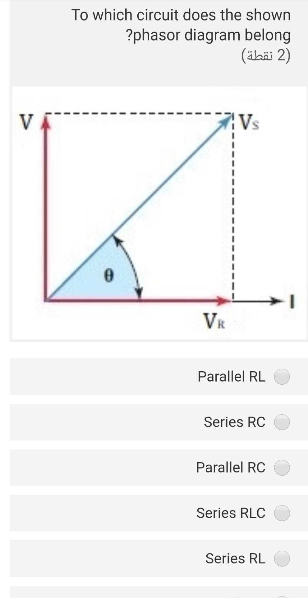 phasor diagram of rl parallel circuit