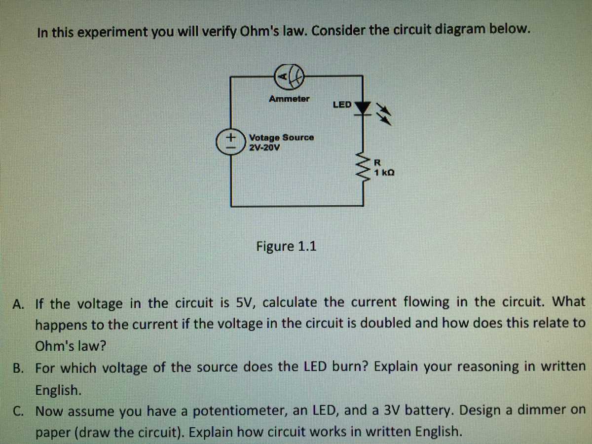 ohms law experiment circuit diagram
