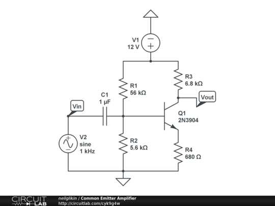 emitter amplifier circuit diagram