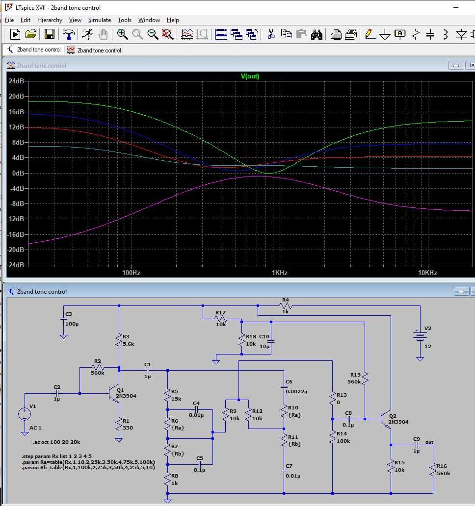 transistor tone control circuit diagram