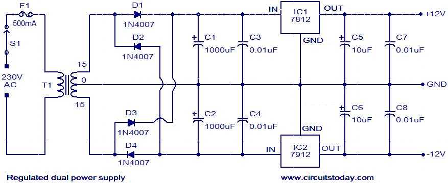 schematic diagram of power supply 12v