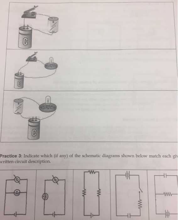 convert the following pictorial to schematic circuit diagrams