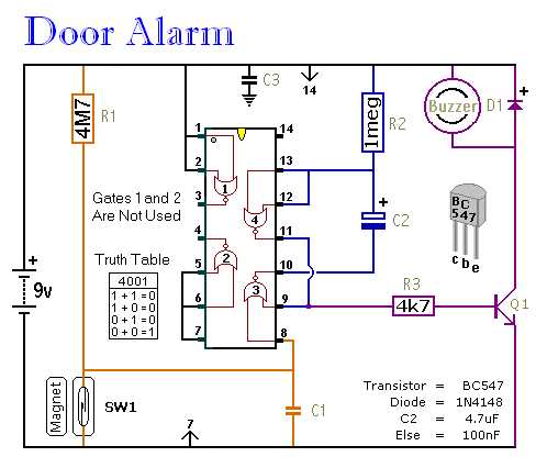 schematic diagram of touch door knob alarm