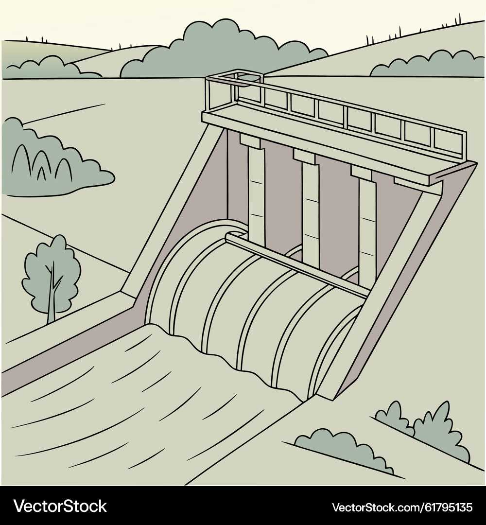 schematic diagram showing water relase from dam