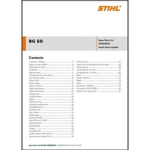 schematics stihl bg 50 parts diagram