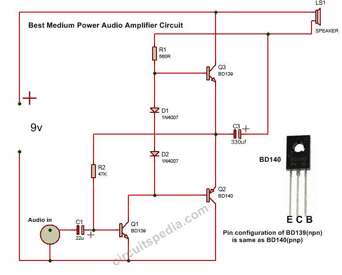 simple 5v audio amplifier circuit diagram